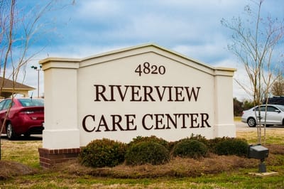 Sign showing the name of Riverview Care Center