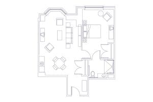 Architectural floor plan of a resident unit