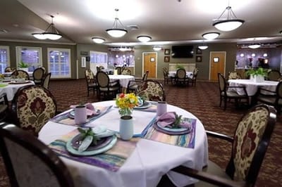 Interior dining room set for a meal