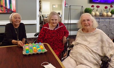 Residents engaged in an arts and crafts activity