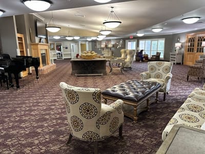 Cozy lounge area in a senior living facility