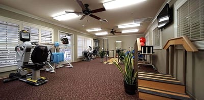 Interior view of a rehabilitation gym with equipment