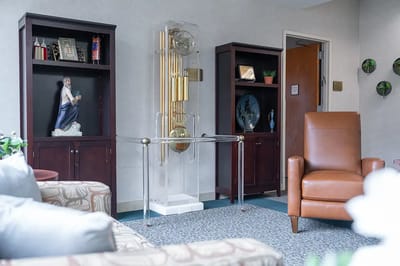 Interior view of a welcoming common area with seating
