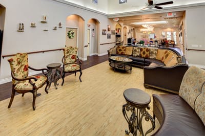 Bright common area with comfortable seating