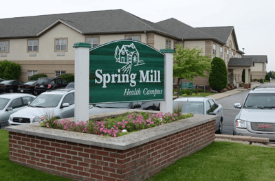 Exterior view of Spring Mill Health Campus sign