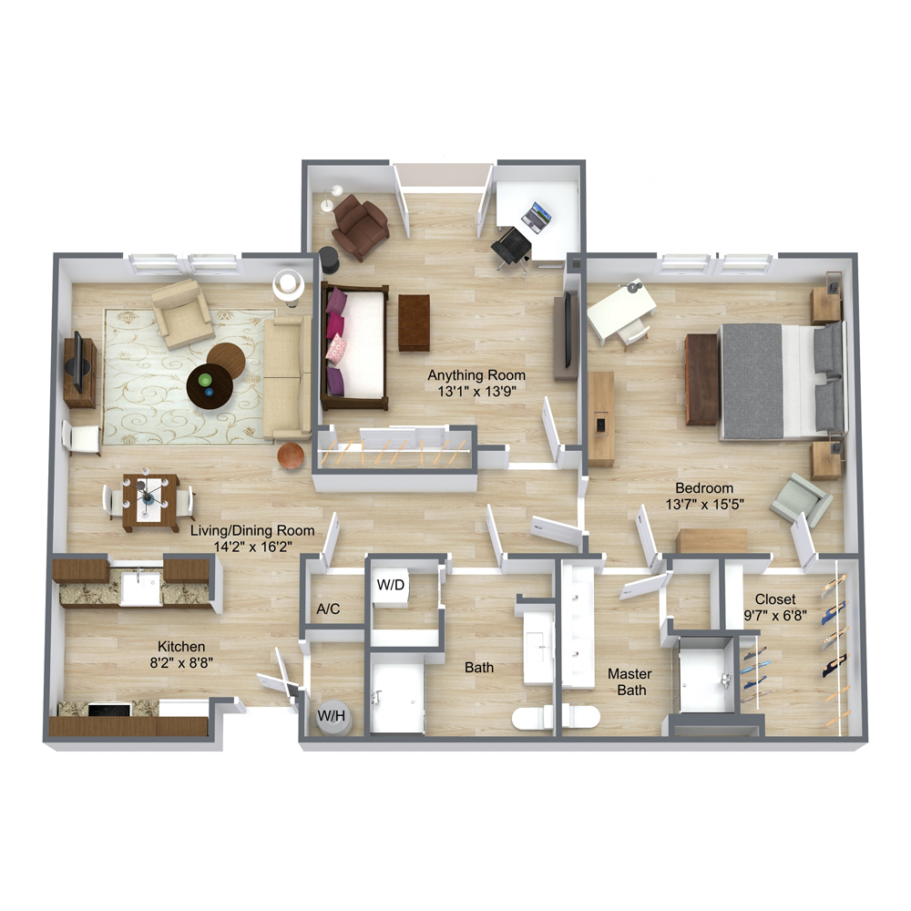 Architectural floor plan of a residential unit