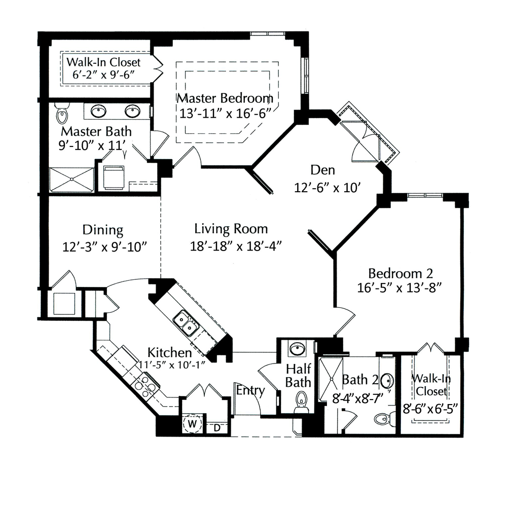 Architectural floor plan of a residential layout