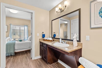 A well-lit interior bathroom with modern fixtures