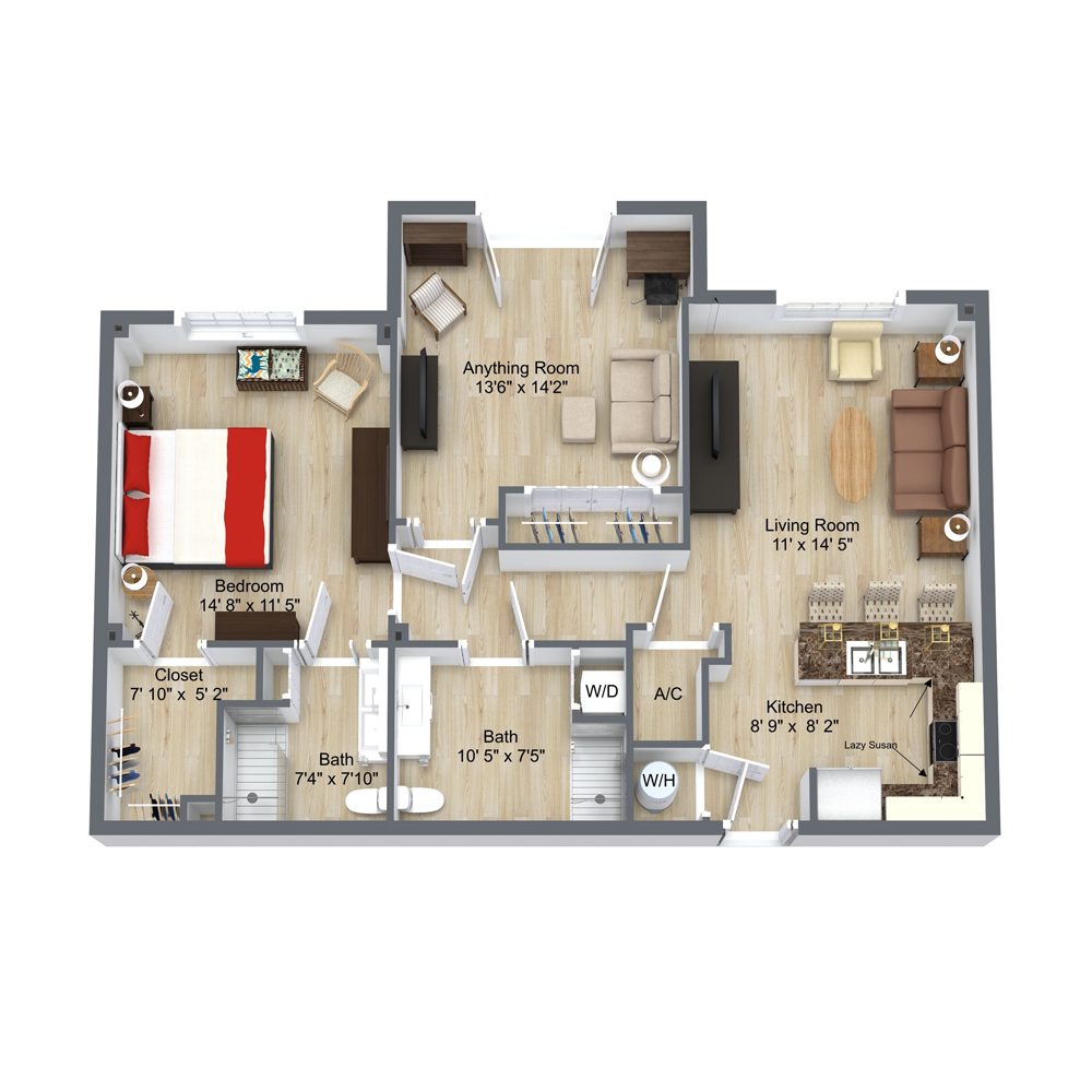 Architectural floor plan of a resident unit