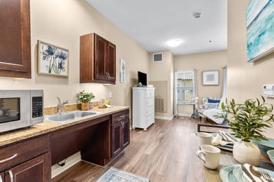 Bright and inviting kitchen area in a resident unit