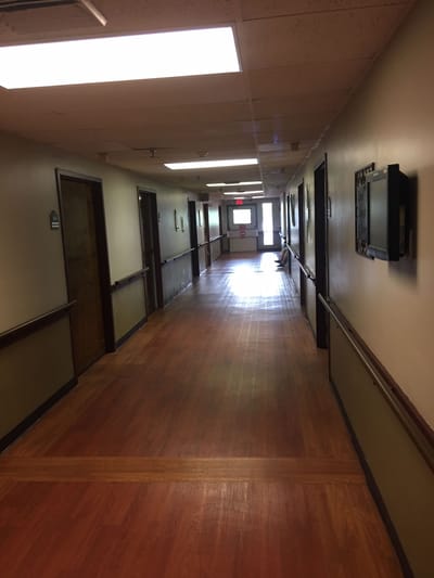 Empty hallway in an assisted living facility
