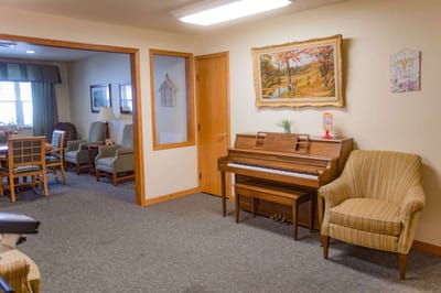 Cozy interior of a common area with furniture