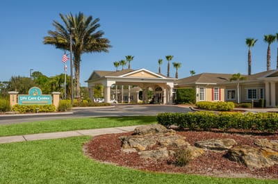 Exterior view of Life Care Center with landscaping