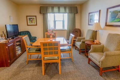 Cozy common area in a senior living facility