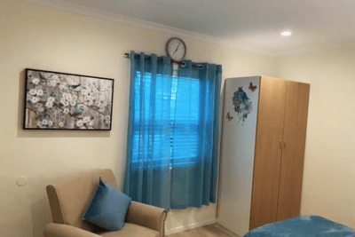 Cozy interior view of a resident's room with decor