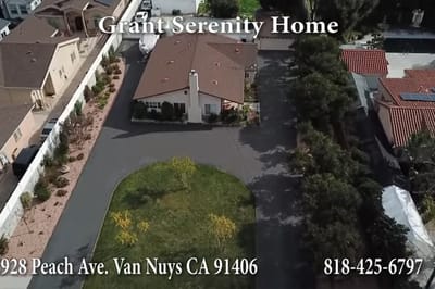 Aerial view of Grant Serenity Home facility with gardens