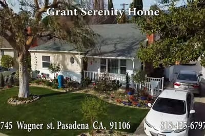 Aerial view of Grant Serenity Home with gardens and exterior