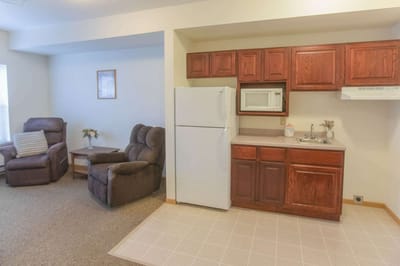Interior view of a small resident living space