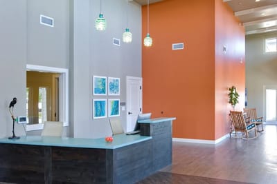 Interior view of a vibrant lobby space