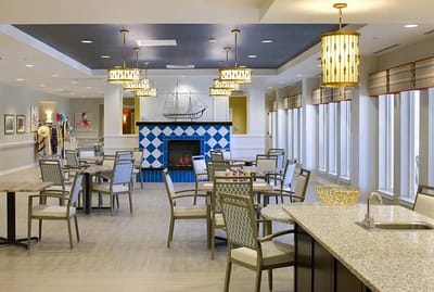 Interior of a bright and modern dining area