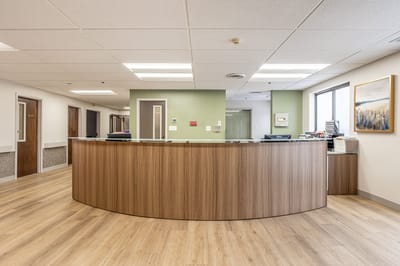 Reception area of a senior living facility
