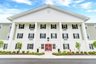 Exterior view of Homestead Village Senior Apartments building