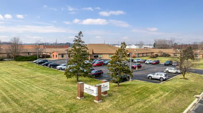 Aerial view of Lincolnshire Health Care Center with parking lot