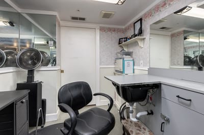 Interior view of a hair salon space