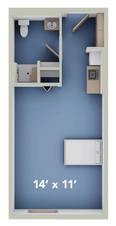 Architectural floor plan of a resident room