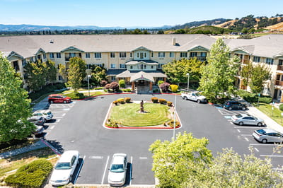 Aerial view of the Santa Rosa senior living facility grounds