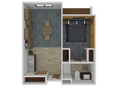 Floor plan of a private resident room