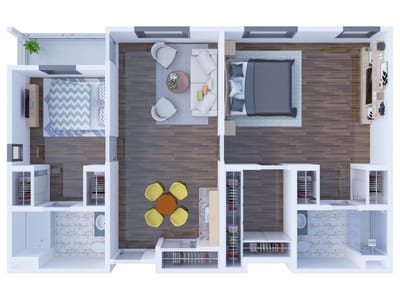 Floor plan of a private resident room layout