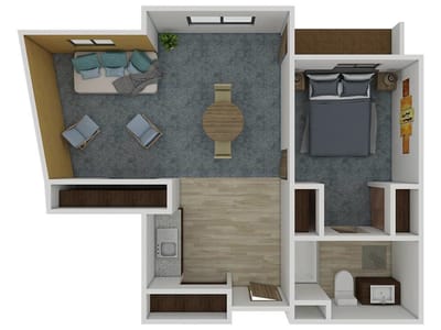 Architectural floor plan of a private room layout