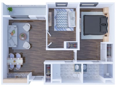 Floor plan layout of a private resident room