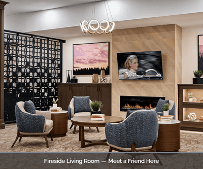 A cozy living room area in MorningStar Senior Living