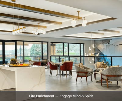 Bright common area with modern furnishings and decor