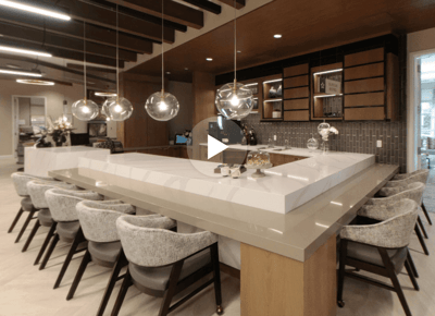 Modern interior of a common area with stylish seating