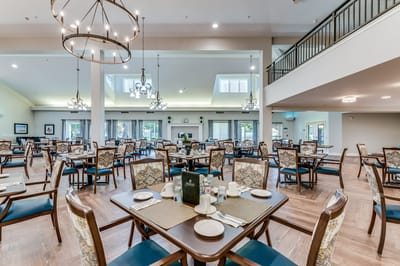 Dining room with tables set for meals
