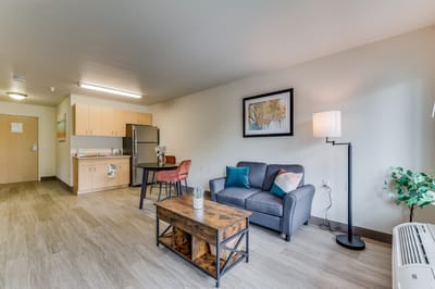 Cozy interior of a resident room with modern decor