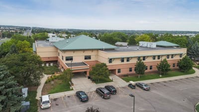 Aerial view of the facility building at Sunny Acres