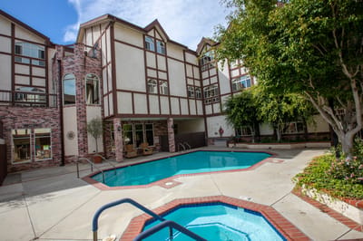 Outdoor pool area at Lexington Assisted Living