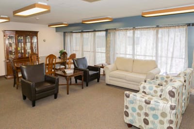 Common area with seating and natural light
