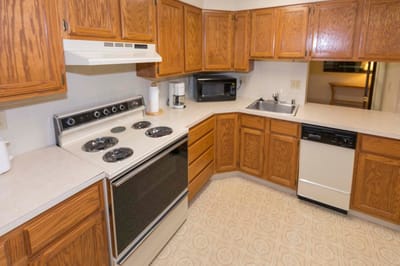 A view of a well-equipped kitchen in a resident unit