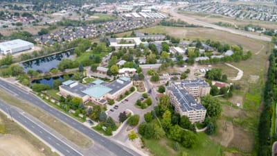Aerial view of The Villas at Sunny Acres facility and grounds