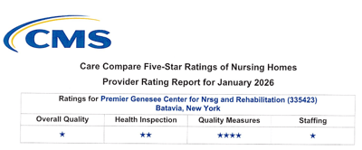CMS logo and ratings report for a nursing home