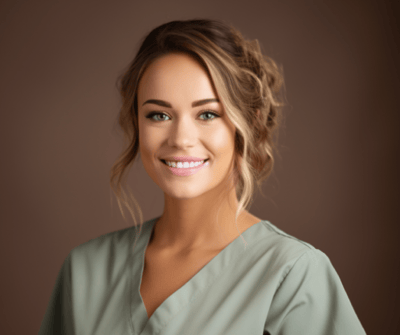 Nurse smiling in a healthcare setting