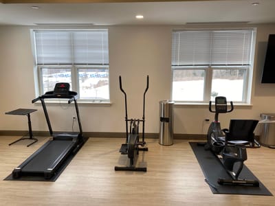 Exercise equipment in a fitness area