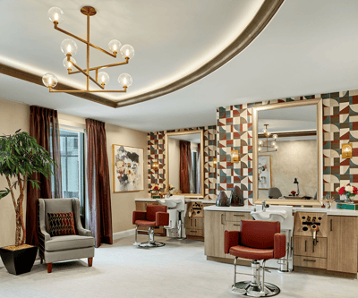 Elegant beauty salon interior with modern decor