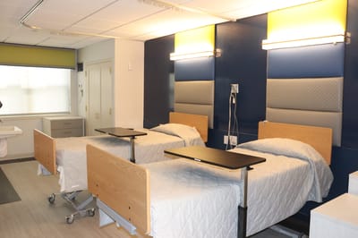 Interior view of a shared resident room with two beds