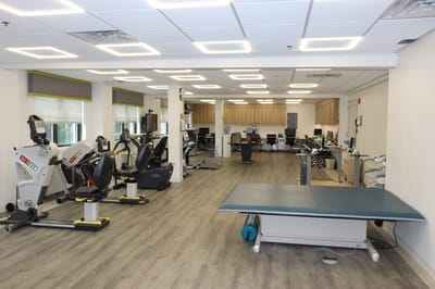 Interior view of a rehabilitation gym with equipment